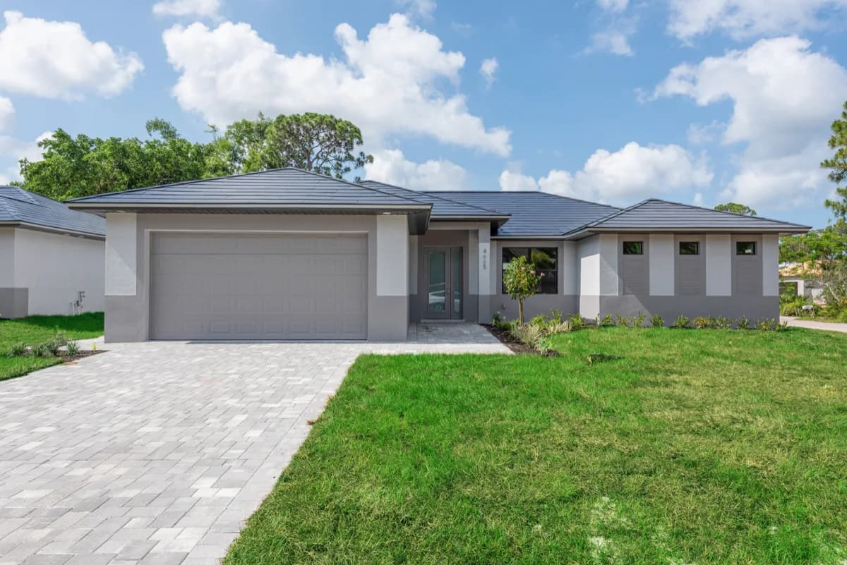 El Dorado home front elevation with Tesla Solar Roof